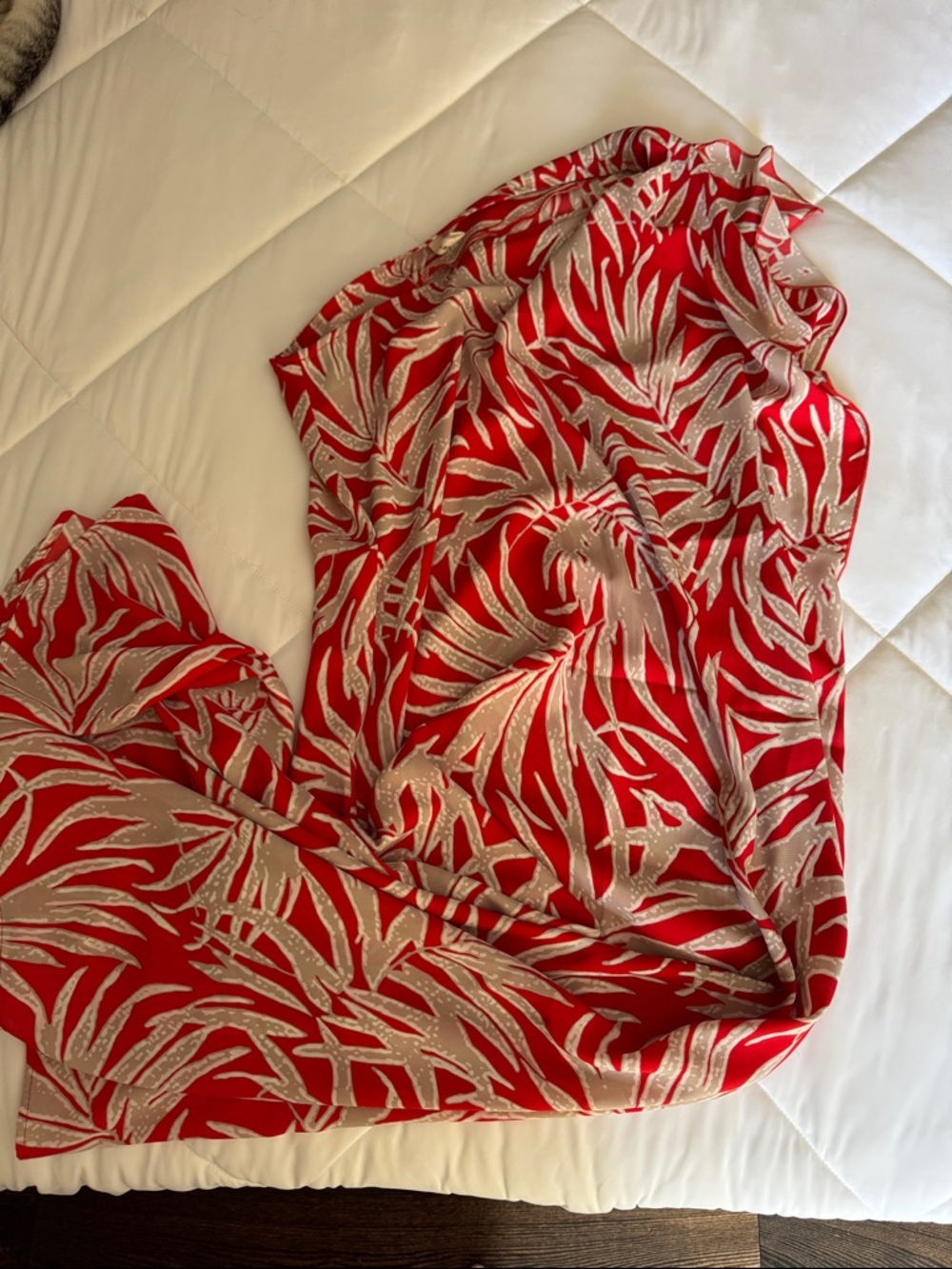Red Palm-Print cover up dress